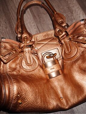 Chloe Metallic Brown Leather Paddington Bag